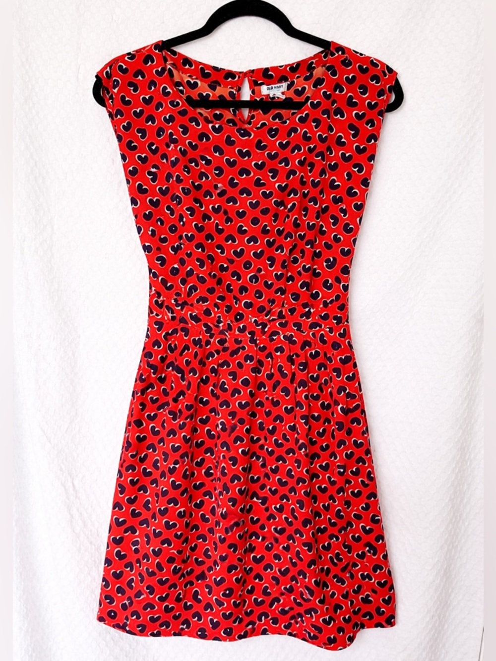 Old Navy Red Heart Print Fit & Flare Dress XS Cute Casual